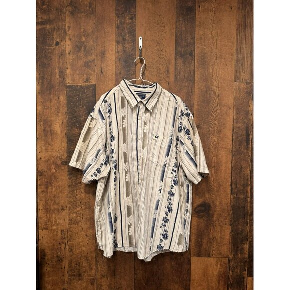 Vintage Point Zero Men’s Button Up Short Sleeve Shirt Blue White 2X EUC - Picture 2 of 6